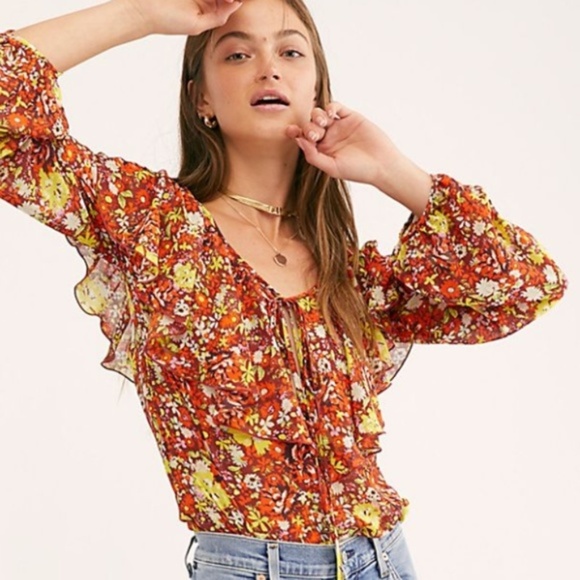 Free People Tops - Free People – Say It to Me Bodysuit RED COMBO / L